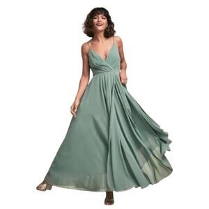 NWT BHLDN Eva Chiffon Bridesmaid Maxi Dress Formal Wedding Guest Moss Green S
